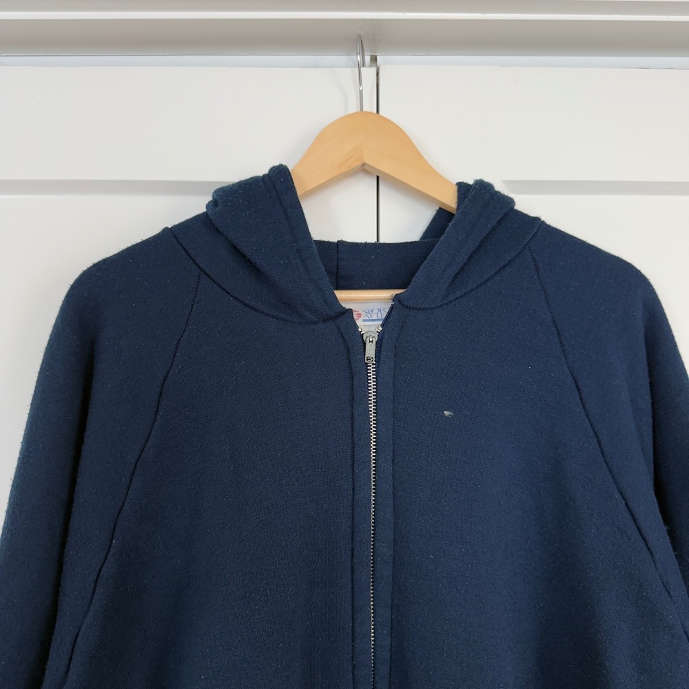 Mens Sports Afield Zip Up Hoodie XL Navy Blue 90s Thermal Lined Made in USA